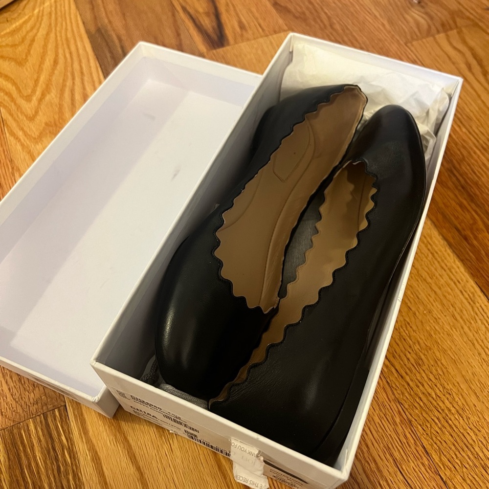 Chloe Lauren Black Leather Ballet Flats